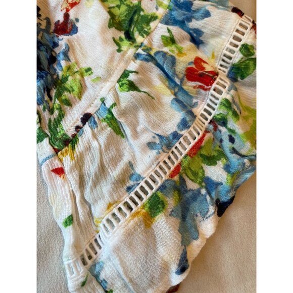 Ali Miles Floral Off-Shoulder Blouse With Tassel Hem Cottagecore Boho Bohemian - Picture 6 of 8